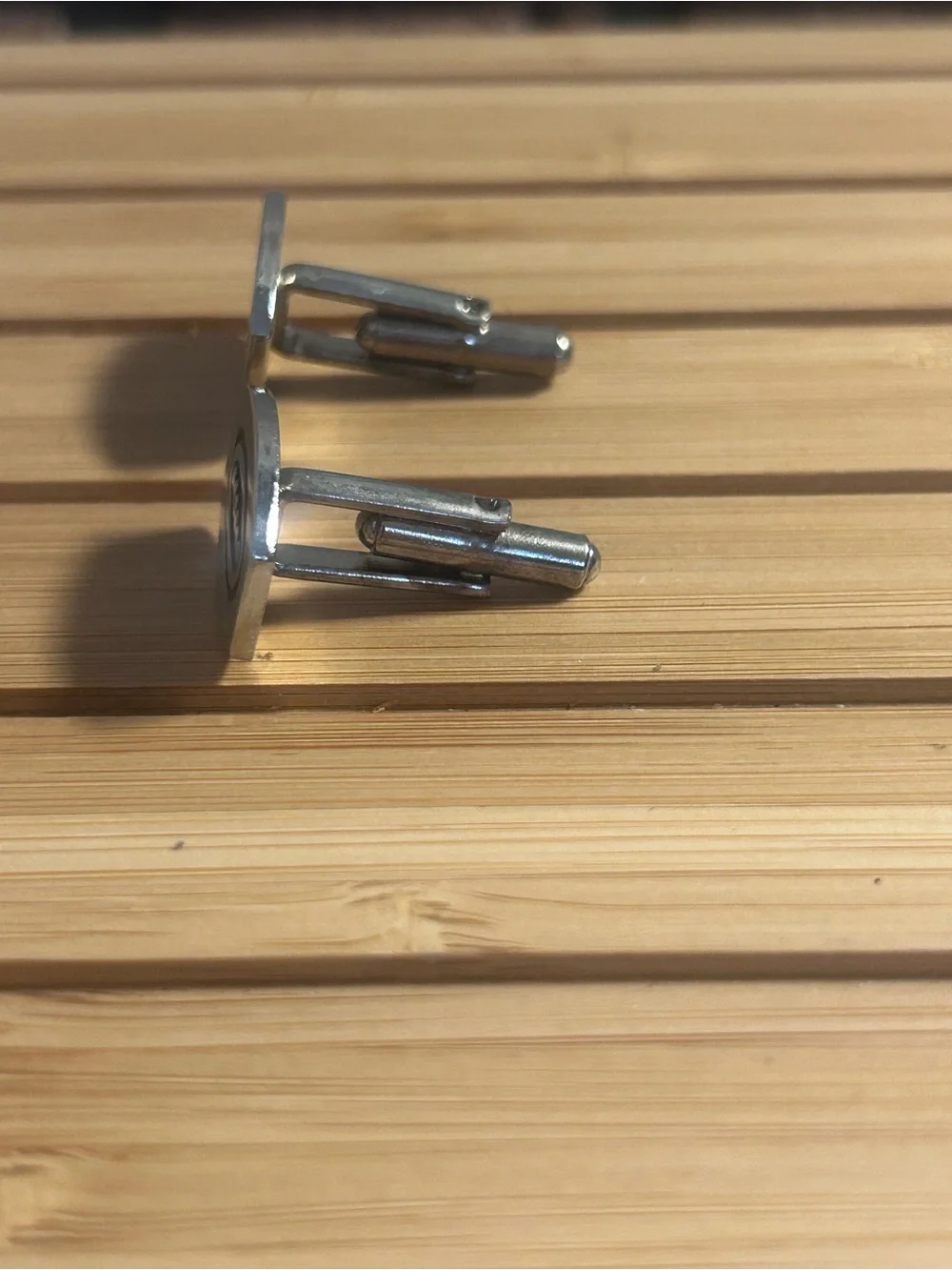 Silver Oval Cufflinks - Black Inlay